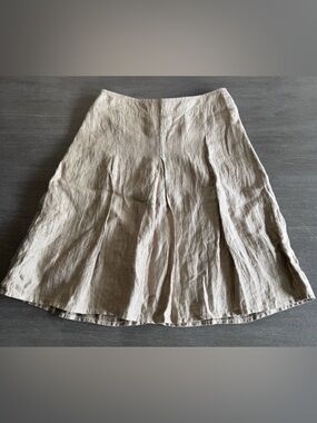 RoFa Modern White Label Flax Linen Skirt Tan Beige Brown 12 44 M